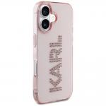Carcasa Karl Lagerfeld IML, logo din stras, conpatibila cu Iphone 16, Roz 5 - lerato.ro