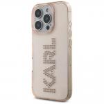 Carcasa Karl Lagerfeld IML, logo din stras, conpatibila cu Iphone 16 Pro, Roz  3 - lerato.ro