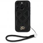 Carcasa Karl Lagerfeld din piele cu initiale logo si snur pentru prindere, compatibila cu Iphone 16 Pro, Negru 2 - lerato.ro