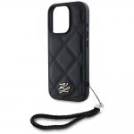 Carcasa Karl Lagerfeld din piele cu initiale logo si snur pentru prindere, compatibila cu Iphone 16 Pro, Negru 6 - lerato.ro