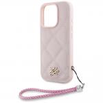 Carcasa Karl Lagerfeld din piele cu initiale logo si snur pentru prindere, compatibila cu Iphone 16 Pro Max, Roz 6 - lerato.ro
