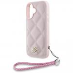 Carcasa Karl Lagerfeld din piele cu initiale logo si snur pentru prindere, compatibila cu Iphone 16, Roz 6 - lerato.ro