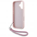 Carcasa Karl Lagerfeld din piele cu initiale logo si snur pentru prindere, compatibila cu Iphone 16, Roz 7 - lerato.ro