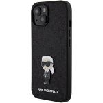 Carcasa Karl Lagerfeld Fixed Glitter Ikonik, Logo Metalic, compatibila cu Iphone 15, Negru 3 - lerato.ro