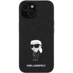 Carcasa Karl Lagerfeld Fixed Glitter Ikonik, Logo Metalic, compatibila cu Iphone 15, Negru 2 - lerato.ro