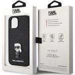 Carcasa Karl Lagerfeld Fixed Glitter Ikonik, Logo Metalic, compatibila cu Iphone 15, Negru 9 - lerato.ro