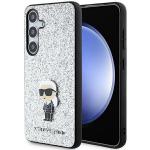 Carcasa Karl Lagerfeld Fixed Glitter Ikonik, Logo Metalic, compatibil cu Samsung Galaxy S24 Plus, Argintiu 2 - lerato.ro