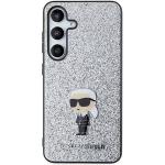 Carcasa Karl Lagerfeld Fixed Glitter Ikonik, Logo Metalic, compatibil cu Samsung Galaxy S24 Plus, Argintiu 4 - lerato.ro