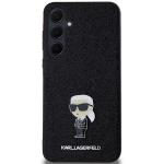 Carcasa Karl Lagerfeld Fixed Glitter Ikonik, Logo Metalic, compatibil cu Samsung Galaxy A55, Negru 2 - lerato.ro