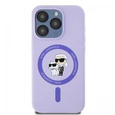 Carcasa Silicone Karl Lagerfeld, logo K&C, Inel MagSafe, compatibila cu Iphone 15 Pro, Mov
