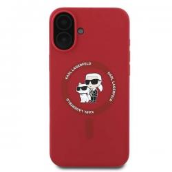 Carcasa Silicone Karl Lagerfeld, logo K&C, Inel MagSafe, compatibila cu Iphone 16 Plus, Rosu