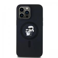 Carcasa Silicone Karl Lagerfeld, logo K&C, Ring MagSafe, compatibila cu iPhone 14 Pro, Negru