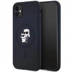 Carcasa Silicone Karl Lagerfeld, logo K&C, Ring MagSafe, compatibila cu iPhone 11 / XR, Negru