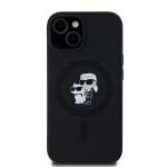 Carcasa Silicone Karl Lagerfeld, logo K&C, cu MagSafe, compatibila cu iPhone 15 Plus / 14 Plus, Negru 2 - lerato.ro