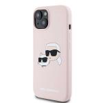 Carcasa Silicone Karl Lagerfeld, logo K&C, cu MagSafe, compatibila cu iPhone 15 / 14 / 13, Roz 3 - lerato.ro