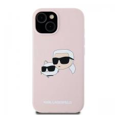 Carcasa Silicone Karl Lagerfeld, logo K&C, cu MagSafe, compatibila cu iPhone 15 / 14 / 13, Roz
