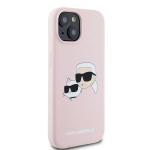 Carcasa Silicone Karl Lagerfeld, logo K&C, cu MagSafe, compatibila cu iPhone 15 / 14 / 13, Roz 5 - lerato.ro