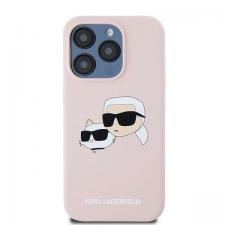 Carcasa Silicone Karl Lagerfeld, logo K&C, cu MagSafe, compatibila cu iPhone 15 Pro Max, Roz