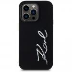 Carcasa din silicon cu logo metalic Karl Lagerfeld compatibila cu iPhone 14 Pro, Negru 2 - lerato.ro