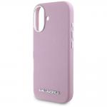 Carcasa Karl Lagerfeld Saffiano, Logo Metalic, MagSafe, compatibila cu iPhone 16, Roz 7 - lerato.ro