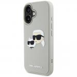 Carcasa Karl Lagerfeld HC 3D Rubber Double Heads  compatibila cu iPhone 16, Bej 3 - lerato.ro