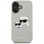 Carcasa Karl Lagerfeld HC 3D Rubber Double Heads  compatibila cu iPhone 16, Bej 2 - lerato.ro