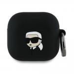 Carcasa Silicone Karl Lagerfeld KLA4RUNIKK, Logo 3D, compatibila cu AirPods 4, Negru 2 - lerato.ro