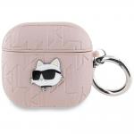 Carcasa Karl Lagerfeld, Logo 3D Choupette, cu breloc, compatibila cu AirPods 4, Roz 2 - lerato.ro