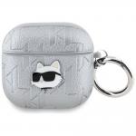 Carcasa Karl Lagerfeld, Logo 3D Choupette, cu breloc, compatibila cu AirPods 4, Argintiu 2 - lerato.ro