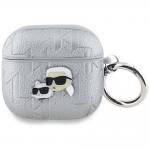 Carcasa Karl Lagerfeld Monogram, Logo 3D K&C, cu breloc, compatibila cu AirPods 4, Argintiu 2 - lerato.ro