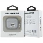 Carcasa Karl Lagerfeld Monogram, Logo 3D K&C, cu breloc, compatibila cu AirPods 4, Argintiu 4 - lerato.ro