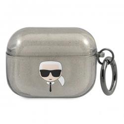 Carcasa Karl Lagerfeld KLAPUKHGD, Logo Karl's Head, cu breloc, compatibila cu AirPods Pro, Black