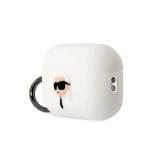 Carcasa Silicone Karl Lagerfeld KLAP2RUNIKH, logo Karl Head 3D, cu breloc, compatibila cu AirPods Pro 2, Alb 4 - lerato.ro
