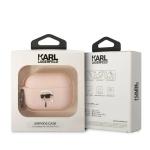 Carcasa Silicone Karl Lagerfeld KLAP2RUNIKH, logo Karl Head 3D, cu breloc, compatibila cu AirPods Pro 2, Roz 5 - lerato.ro