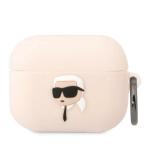Carcasa Silicone Karl Lagerfeld KLAPRUNIKP, logo Karl Head 3D, cu breloc, compatibila cu AirPods Pro, Roz 2 - lerato.ro