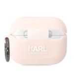 Carcasa Silicone Karl Lagerfeld KLAPRUNIKP, logo Karl Head 3D, cu breloc, compatibila cu AirPods Pro, Roz 3 - lerato.ro