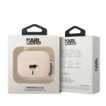 Carcasa Silicone Karl Lagerfeld KLAPRUNIKP, logo Karl Head 3D, cu breloc, compatibila cu AirPods Pro, Roz 4 - lerato.ro