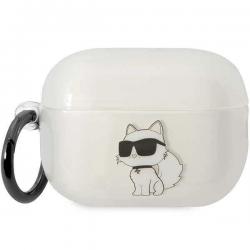 Carcasa Karl Lagerfeld, Ikonik Choupette, cu breloc, compatibila cu AirPods Pro 2, Transparent