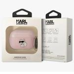Carcasa Karl Lagerfeld, Ikonik Choupette, cu breloc, compatibila cu AirPods Pro, Roz 4 - lerato.ro