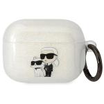 Carcasa Karl Lagerfeld, Logo Karl & Choupette Glitter, cu breloc, compatibila cu AirPods Pro, Transparent 2 - lerato.ro