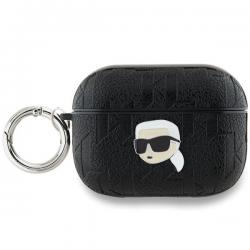 Carcasa Karl Lagerfeld Monogram Karl Head, cu breloc, compatibila cu AirPods Pro 2, Negru