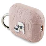 Carcasa Karl Lagerfeld Monogram Karl & Choupette Head, cu breloc, compatibila cu AirPods Pro 2, Roz 4 - lerato.ro