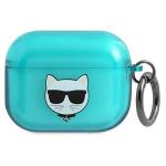Carcasa Karl Lagerfeld Choupette, cu breloc, compatibila cu AirPods Pro, Albastru 2 - lerato.ro
