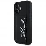 Carcasa Karl Lagerfeld HC Grained PU Metal Signature, cu suport pentru card,  compatibila cu iPhone 16, Negru 3 - lerato.ro