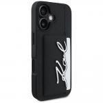 Carcasa Karl Lagerfeld HC Grained PU Metal Signature, cu suport pentru card,  compatibila cu iPhone 16, Negru 5 - lerato.ro