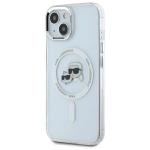 Carcasa Karl Lagerfeld IML Metal Karl & Choupette Head, Ring MagSafe, compatibila cu iPhone 14, Alb 3 - lerato.ro