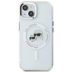 Carcasa Karl Lagerfeld IML Metal Karl & Choupette Head, Ring MagSafe, compatibila cu iPhone 14, Alb 2 - lerato.ro