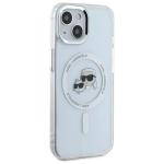 Carcasa Karl Lagerfeld IML Metal Karl & Choupette Head, Ring MagSafe, compatibila cu iPhone 14, Alb 5 - lerato.ro