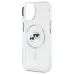 Carcasa Karl Lagerfeld IML Metal Karl & Choupette Head, Ring MagSafe, compatibila cu iPhone 14, Alb 7 - lerato.ro