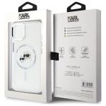 Carcasa Karl Lagerfeld IML Metal Karl & Choupette Head, Ring MagSafe, compatibila cu iPhone 14, Alb 9 - lerato.ro